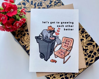 Gnaw You Better Raccoon & Rat Love Card