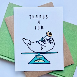 Gracias una tarjeta de agradecimiento de ton Poppy and Manatee (individual o conjunto de 5)