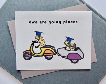 Ewe Are Going Places Sheep Graduation Card, Congratulations Card