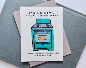 Baking News Pregnancy Card, Bun in the Oven, Expecting Card