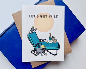 Let's Get Wild Woodland Animals Birthday / Celebration Greeting Card