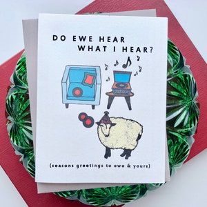Do Ewe Hear Sheep Holiday Card, Individual or Set of 5 or 10