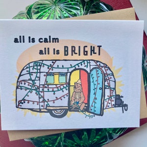Cartão de Natal Airstream Bear All is Bright, individual ou conjunto de 5, 10