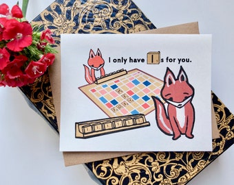 Foxy Wordsmith Fox Scrabble  Love Card