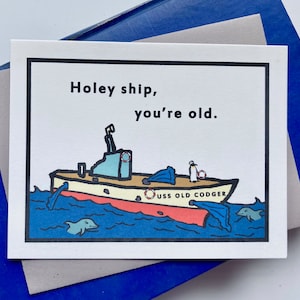 Tarjeta de cumpleaños de Holey Ship Boat, tarjeta de cumpleaños náutica, tarjeta de cumpleaños de juego de palabras, tarjeta de cumpleaños divertida, tarjeta de cumpleaños de barco
