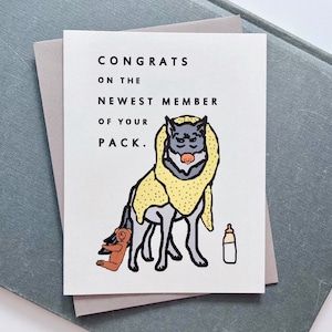 Leader of the Pack Wolf Neue Baby Grußkarte, Babykarte, Tier Neue Baby Karte, Unisex Neue Baby Karte