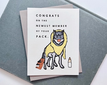 Wolf New Baby Card, Leader of the Pack, Animal Greeting Card