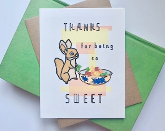 So Sweet Bunny & Gummy Thank You Card, Individual or Set of 5