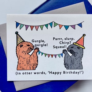 En mots de loutre Carte d’anniversaire, Carte d’anniversaire de loutre, Carte d’anniversaire animal