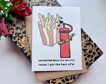 French Fry Ketchup Love Card, Valentine's Day Card
