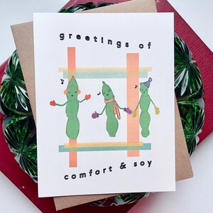 Cartes de vœux pour les fêtes, salutations réconfortantes et edamame au soja, une pièce ou un lot de 5, 10