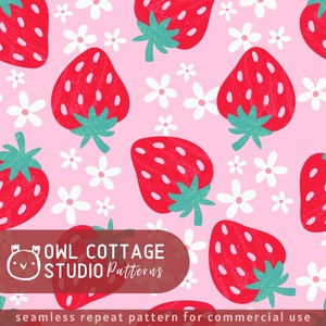 Summer Strawberry Pattern Repeat File For Sublimation or Printing, Seamless Fruit Design, Strawberry Pattern Png, Sublimation Png Pattern