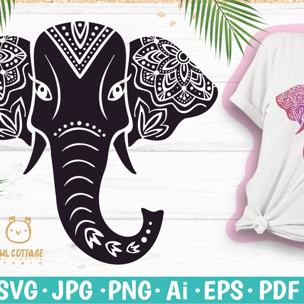 Elephant Mandala svg, Elephant Zentangle svg, Indian Elephant, Decorative SVG Elephant, Elephant Clipart, Elephant SVG files for Cricut