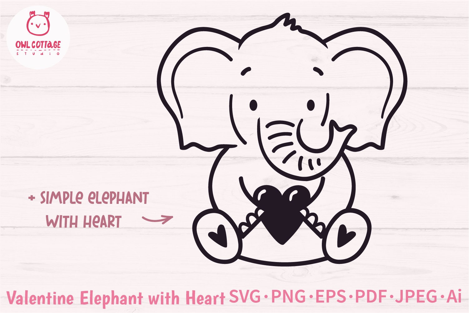 Valentine Baby Elephant With Heart and Flowers SVG Cut | Etsy