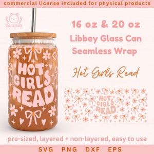 Emballage de lecture pour filles chaudes pour Libbey 16 oz, 20 oz, emballage de canette de bière pour amateurs de livres, Svg de tasse de lecture en verre 16 oz, emballage de verre livresque Libbey