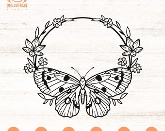 Butterfly Floral Monogram SVG Cut File| Butterfly Printable, boho svg, butterfly tattoo design, celestial butterfly svg, butterfly shirt