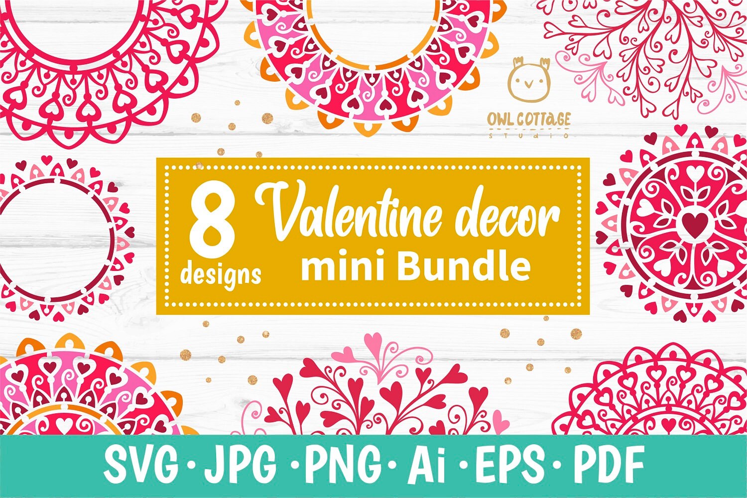 Download Valentine Mandalas and Monograms with hearts svg Bundle | Etsy