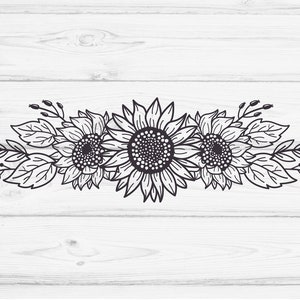 Sunflowers Border Set svg, floral borders mini set, Sunflower svg, Botanical SVG decor, Sunflower for cricut image 2