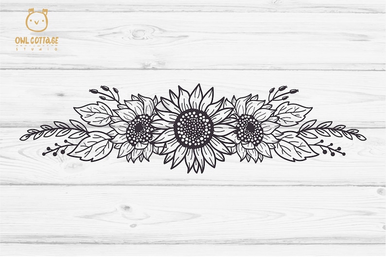 Sunflowers Border Set svg, floral borders mini set, Sunflower svg, Botanical SVG decor, Sunflower for cricut image 2