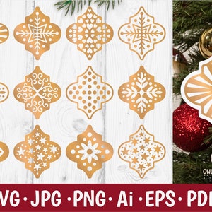 Arabesque Christmas Ornament SVG Bundle, Christmas Ornaments, Scandinavian style Decor Christmas SVG