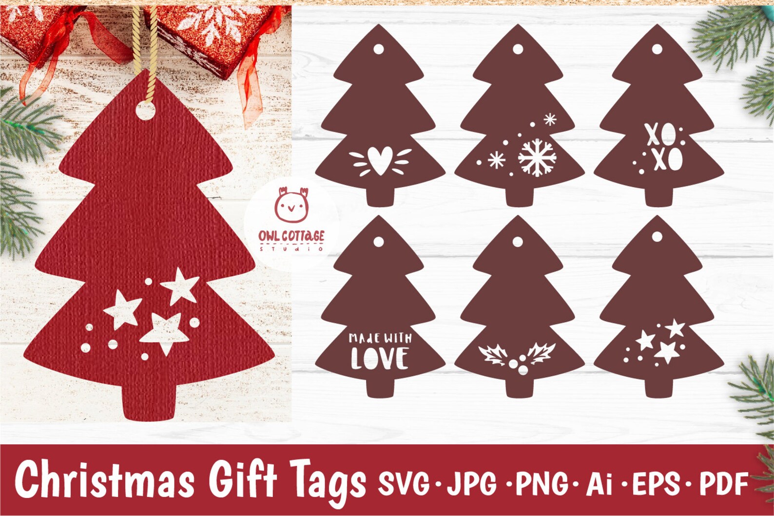 Christmas Gift Tags SVG Bundle Gift Tags Labels SVG Cut - Etsy