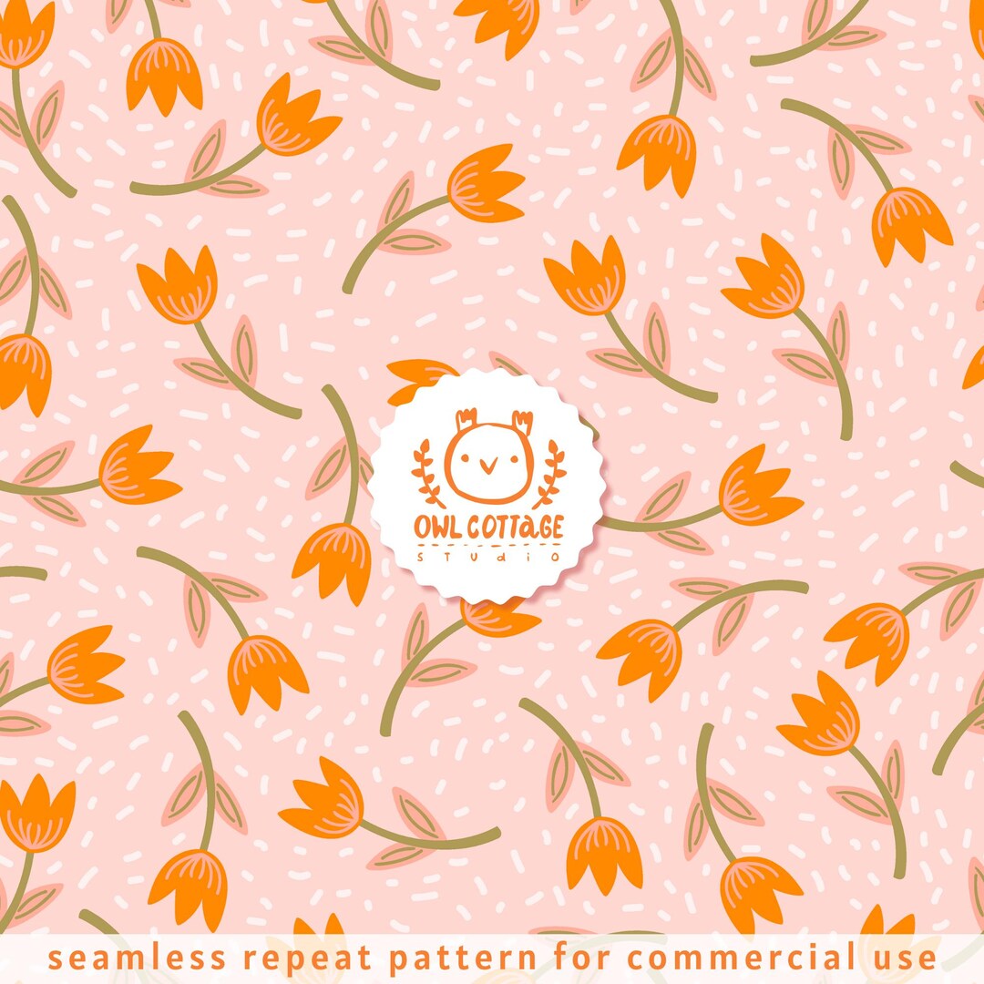 Pastel Tulips Easter Spring Seamless Repeat Pattern for Fabric ...