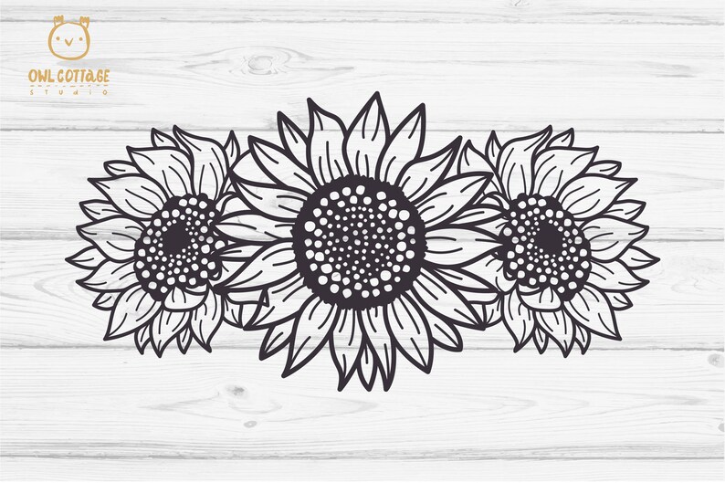 Sunflowers Border Set svg, floral borders mini set, Sunflower svg, Botanical SVG decor, Sunflower for cricut image 3