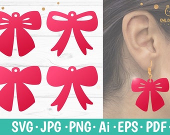 Bow Earrings SVG, Ribbon Earrings svg template, bow svg , Jewelry svg, Earrings Cutting files for Cricut, Silhouette