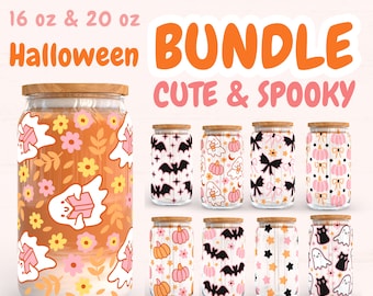 Halloween Bundle, Libbey Glass SVG 16 oz, 20 oz, Spooky Glass Wrap Svg, Beer Can Glass Svg Wrap, Libbey Glass Svg 16oz, 16oz