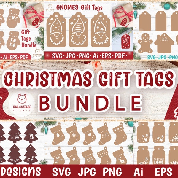 Weihnachten Geschenkanhänger SVG Bundle, Geschenkanhänger Etiketten SVG Cut Files, Weihnachten Ideen für Cricut, Silhouette, Glowforge