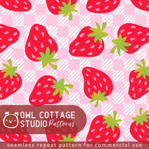 Strawberry Pattern Repeat File For Sublimation or Printing, Seamless Fruit Design, Strawberry Pattern Png, Summer Sublimation Png Pattern