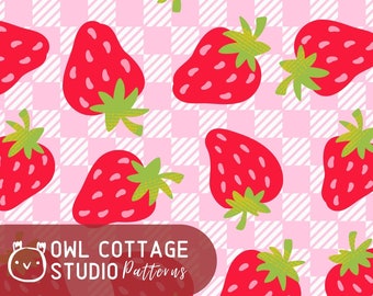 Strawberry Pattern Repeat File For Sublimation or Printing, Seamless Fruit Design, Strawberry Pattern Png, Summer Sublimation Png Pattern