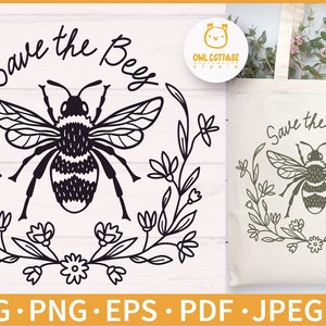 Save The Bees Floral Round Ornament SVG Cut File| Bee svg| Summer Decor svg| Bumblebee cut file| Bumblebee svg| Honey bee SVG| Apis SVG