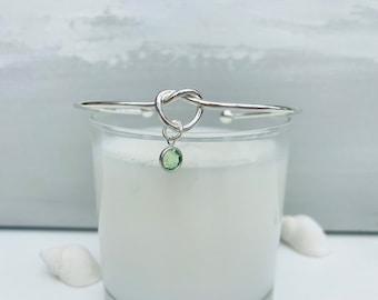 Silver birthstone bangle