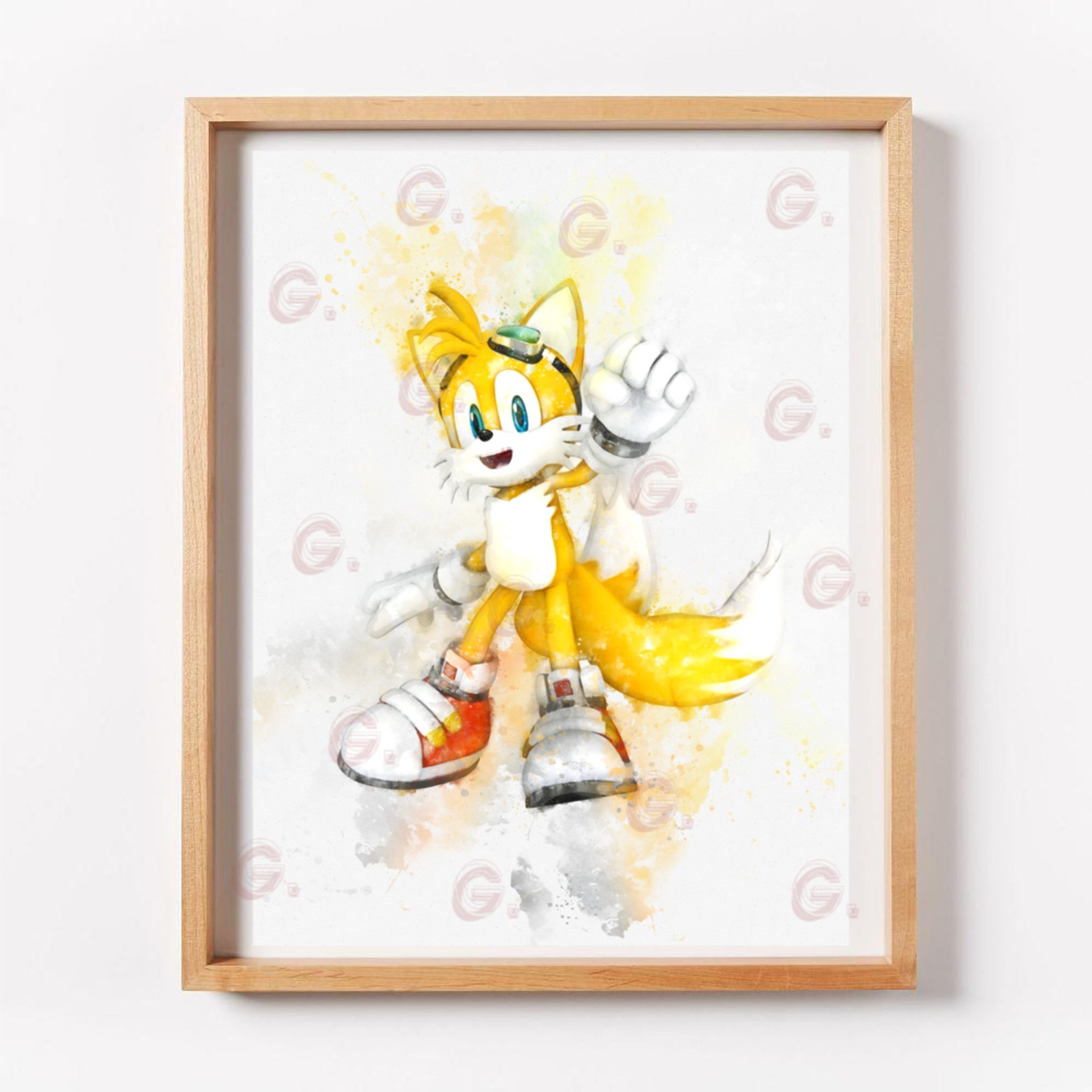 Tails Watercolour Print Sonic The Hedgehog Boys Poster Wall | Etsy