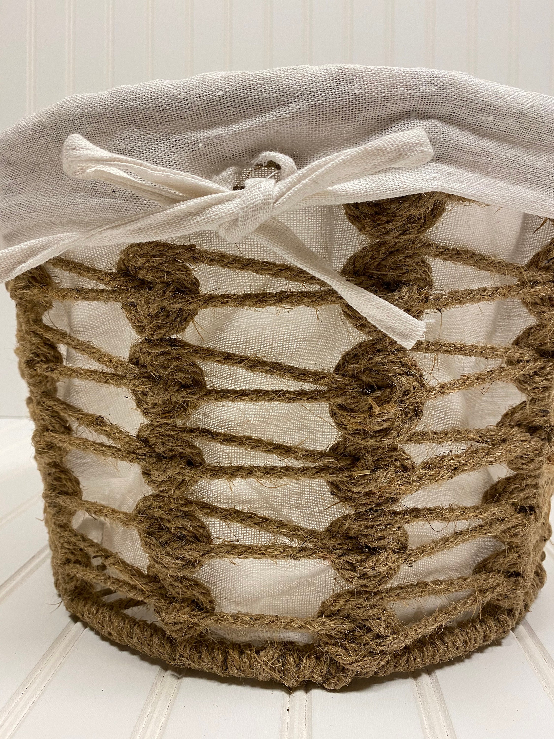 Hand Woven Twine Basket with White or Gray Lining Newborn Etsy