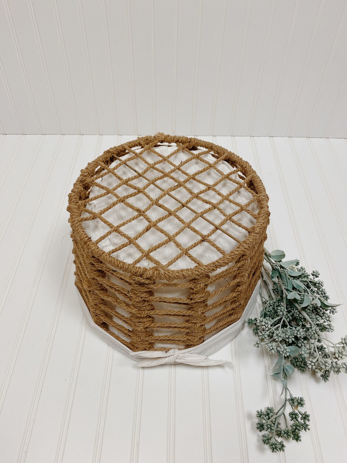 Hand Woven Twine Basket with White or Gray Lining Newborn Etsy