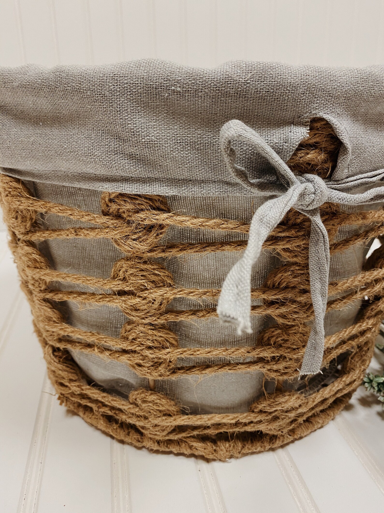 Hand Woven Twine Basket with White or Gray Lining Newborn Etsy