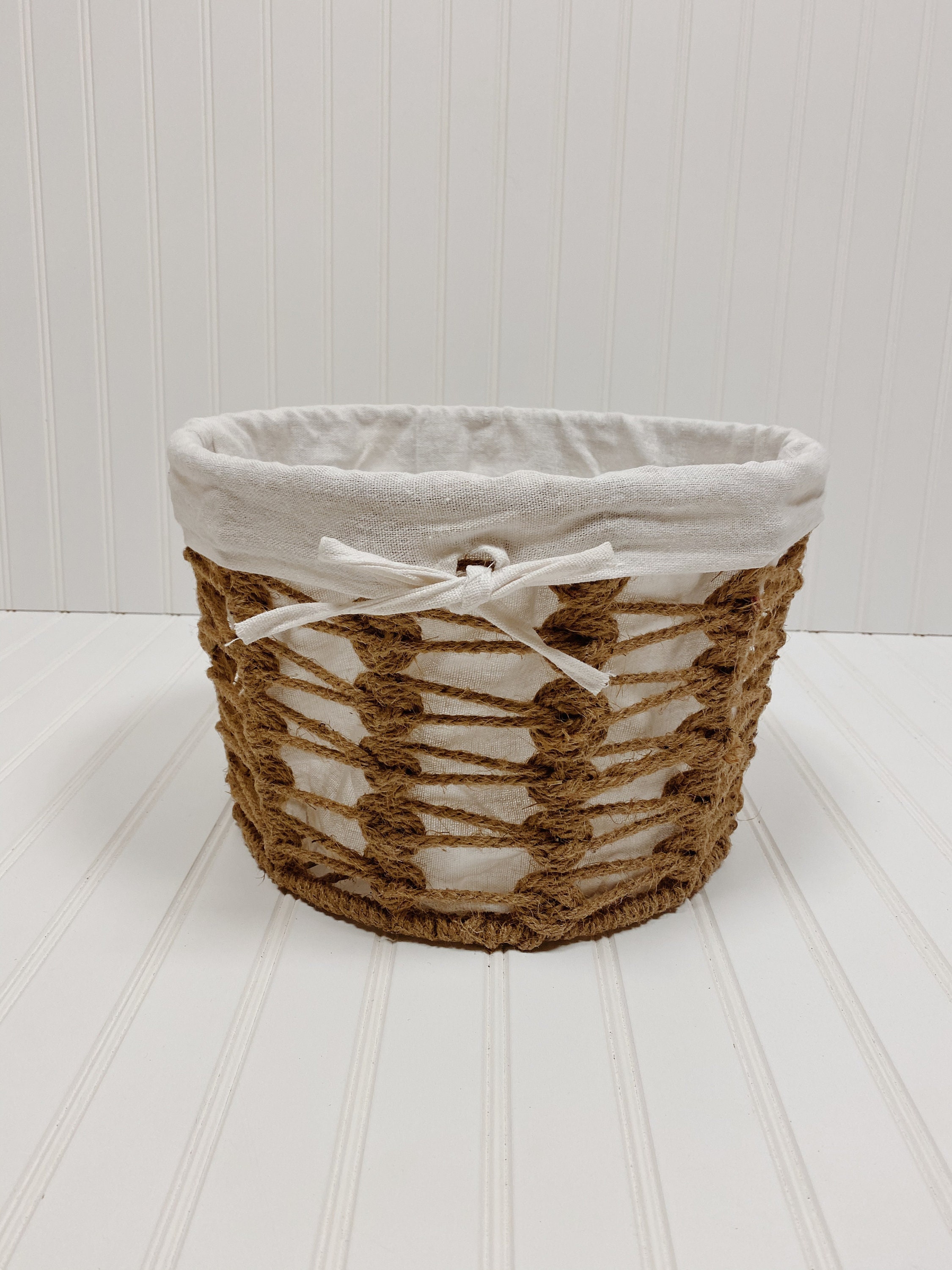 Hand Woven Twine Basket with White or Gray Lining Newborn Etsy