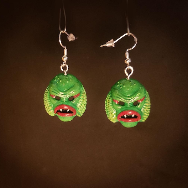 Creature From The Black Lagoon Ben Cooper Mask Handmade Earrings