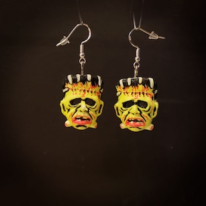 Frankenstein Ben Cooper Halloween Vintage Mask Handmade Resin Earrings