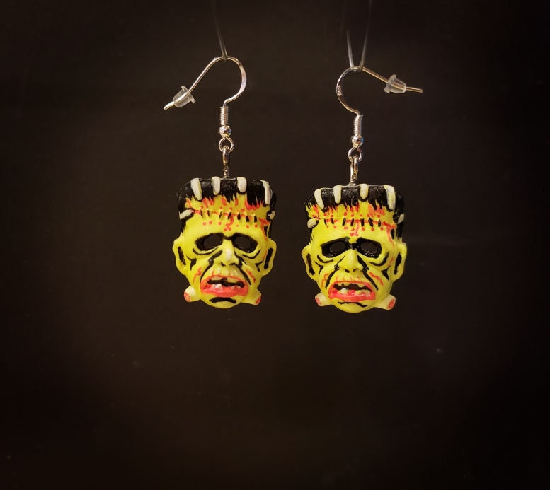 Frankenstein Ben Cooper Halloween Vintage Mask Handmade Resin Earrings