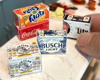 Miniature Soda Cases | Miniature Cases Beer | Dollhouse Miniature Beverages | Miniature Drinks - 1:12 Scale