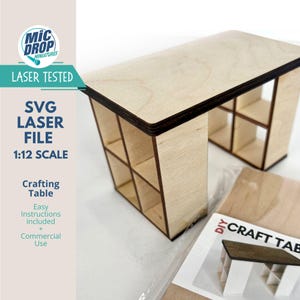 Digital Download Miniature Crafting Table- 1:12 Scale SVG File for Dollhouse Miniatures