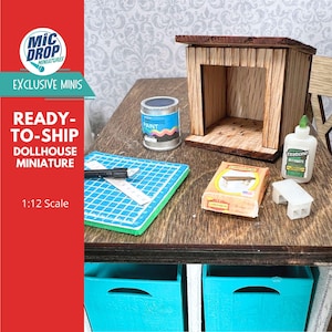 Miniature Crafting Essentials | Miniature Art Supplies | Dollhouse Miniature Craft Room - 1:12 Scale
