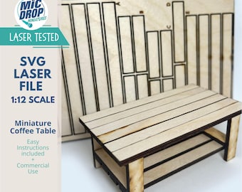 Download digital de mesa de centro em miniatura - arquivo SVG em escala 1:12 para miniaturas de casas de bonecas