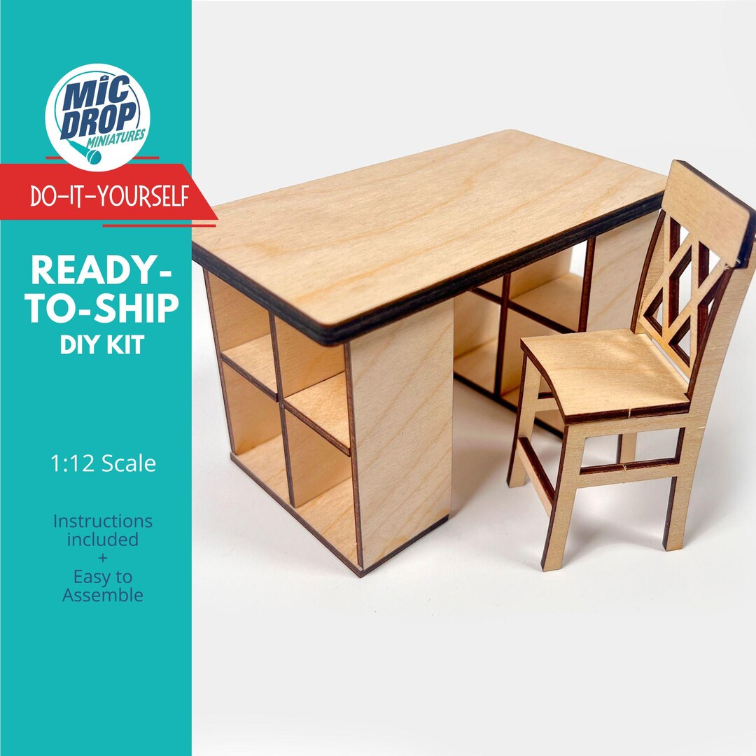 DIY Dollhouse Miniature Crafting Table and Counter-height Chair
