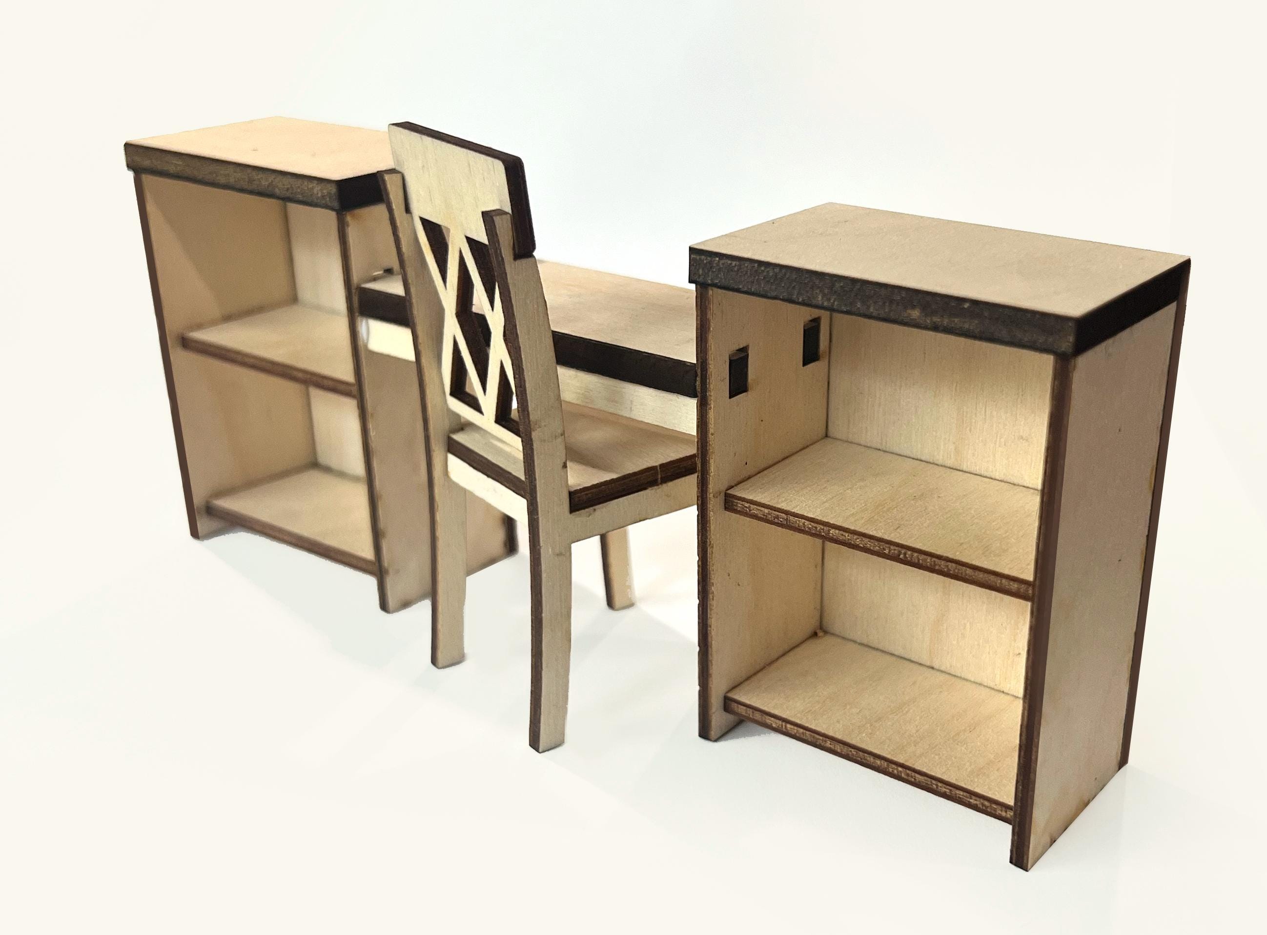 DIY Dollhouse Miniature Computer Desk and Chair - 1:12 Scale - Etsy