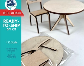 Miniature Table and Chair DIY Set - 1:12 Scale