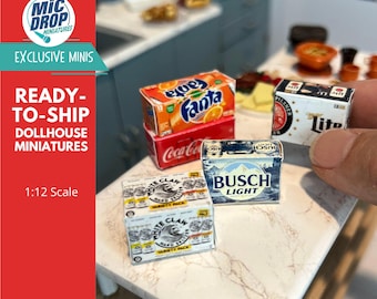 Miniature Soda & Beer Cases | 1:12 Scale Dollhouse Drinks